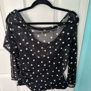 Abercrombie & Fitch Black and White Polka Dot Mesh Top